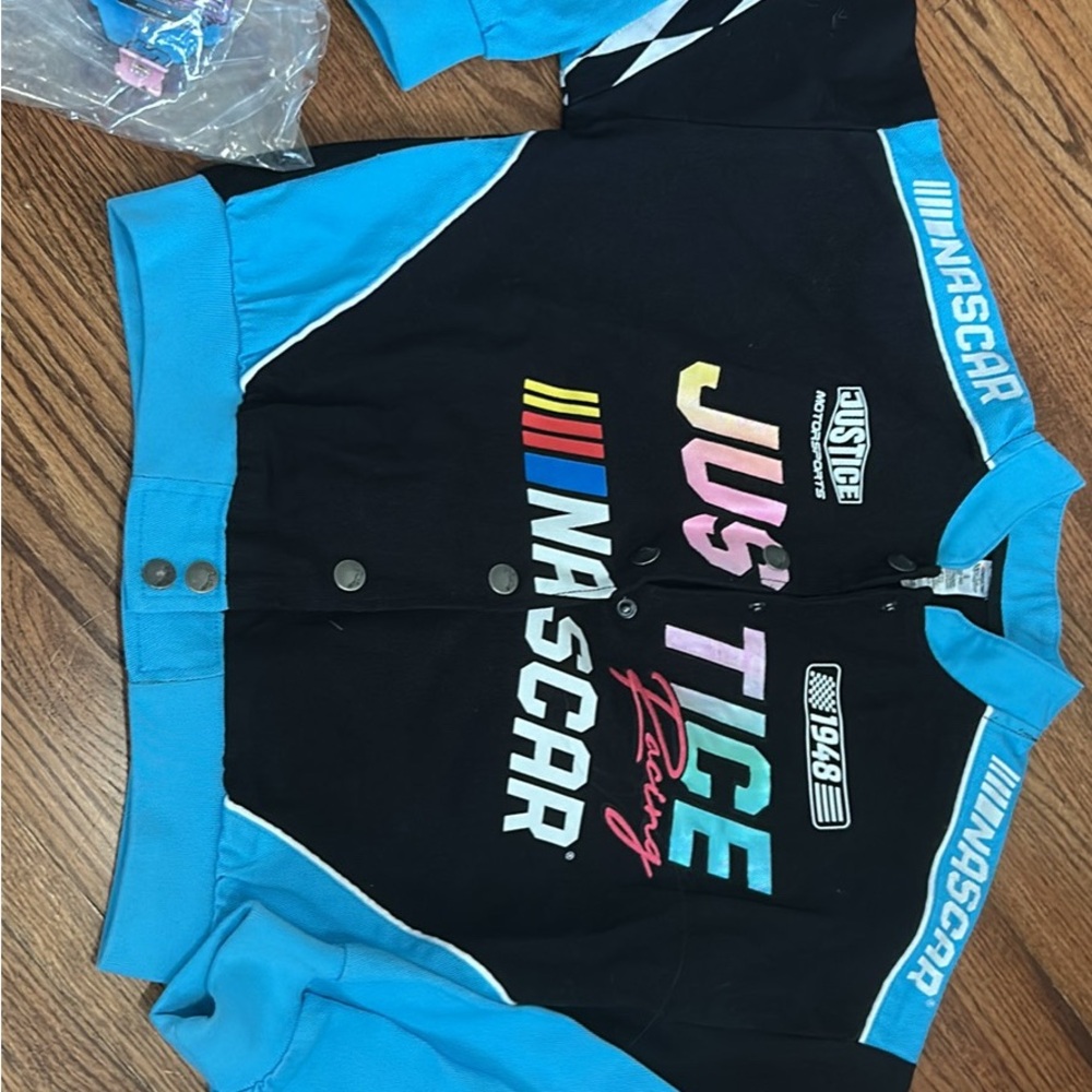 Nascar Black & Bright Blue Kids Racing Button-Front Shirt